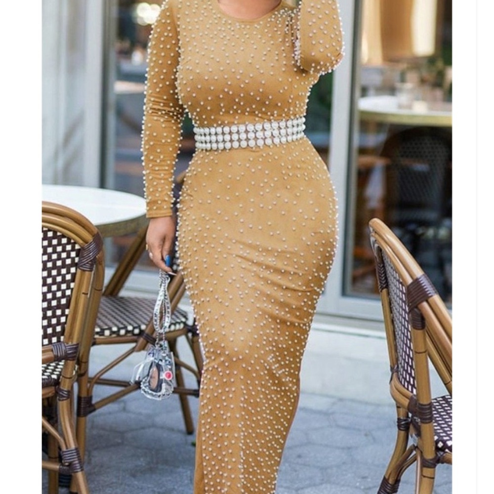 Pearl Beaded High Neck Dress *LIQUIDATION*